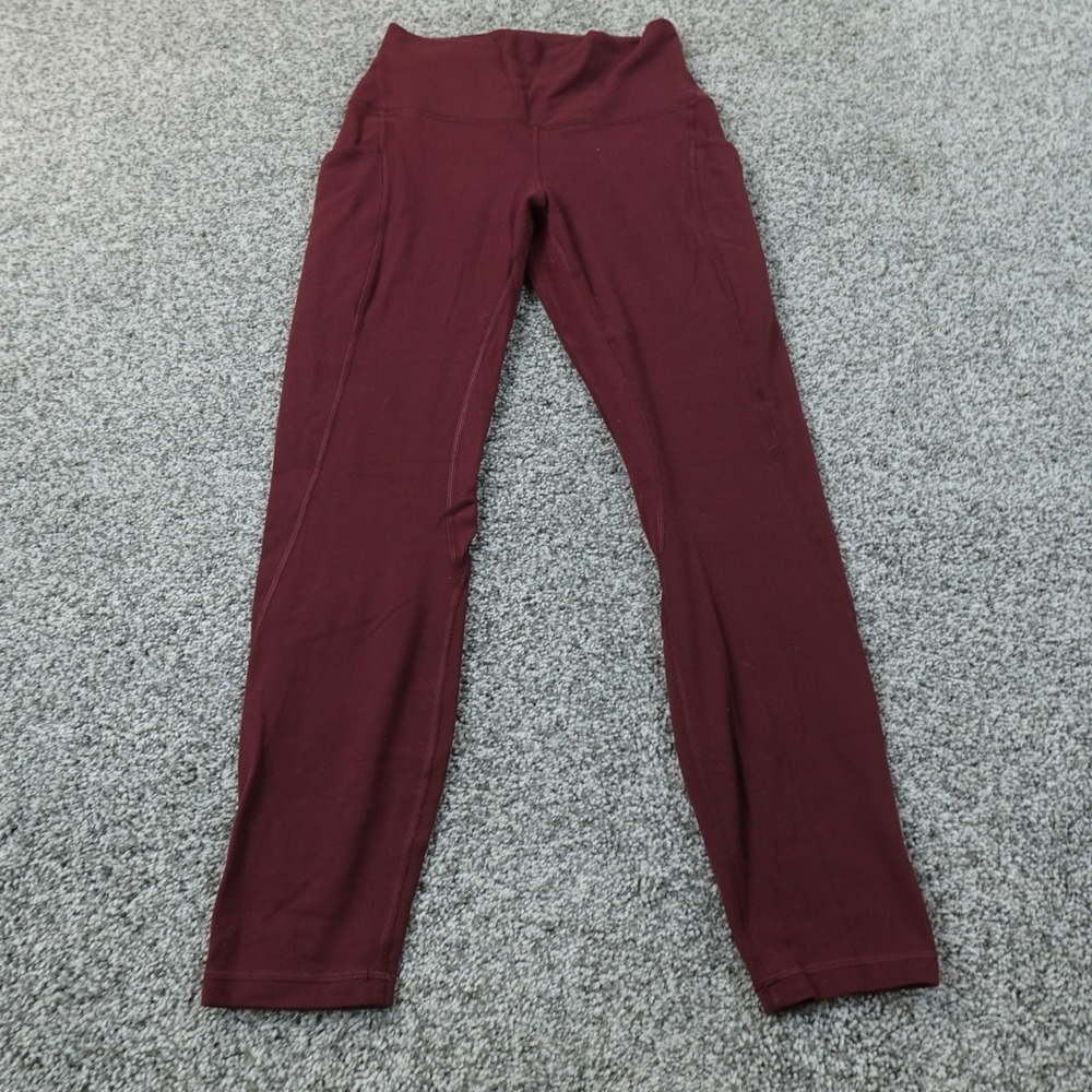 Lululemon Leggings Womens 6 Burgundy Maroon Purple Red High Rise Yoga Gym Pants